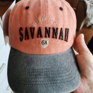 2025-05-20_16-57-16_716 100% Cotton Twill Pigment Washed Baseball Cap | 3D Embroidery "SAVANNAH" with Metal Buckle
